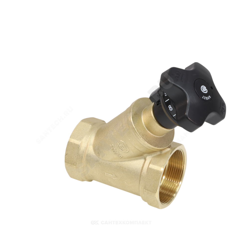 Клапан балансировочный ручной латунь 3180H Ду 32 G1 1/4" Ру16 Тмакс=120 оС ВР Kvs=12.5м3/ч без ниппелей Benarmo