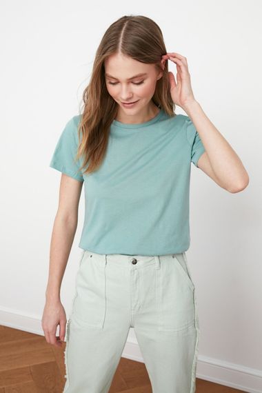 Qadın üçün qısa qol xaki köynək TWOSS20TS0133