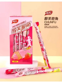 Хрустящие фитнес трубочки с Клубничной начинкой 22 г * 20 шт