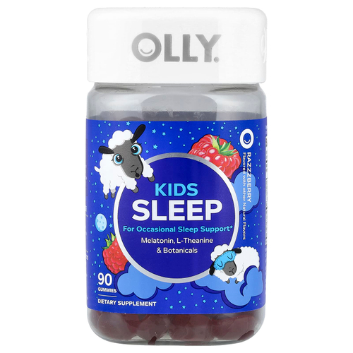 OLLY, детские жевательные таблетки для сна, со вкусом малины, 90 жевательных таблеток