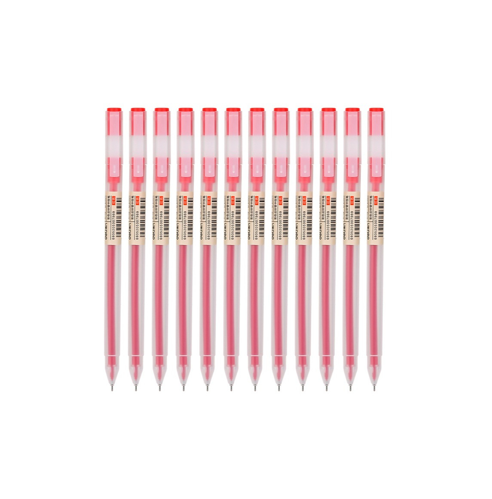 Ручка гелевая Deli 0.5мм красная, проз. корпус А-119