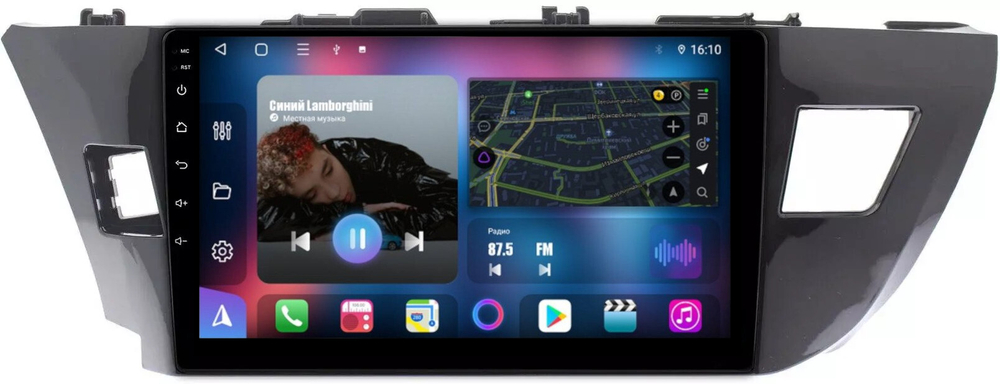 Магнитола для Toyota Corolla E180 2012-2016 - FarCar 307M монитор 10" QLED на Android 13, 8 ядер (TS18), CarPlay, 4G SIM-слот