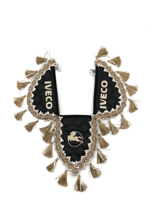 Вымпел тройной IVECO (экокожа, черный с бежевыми кисточками)