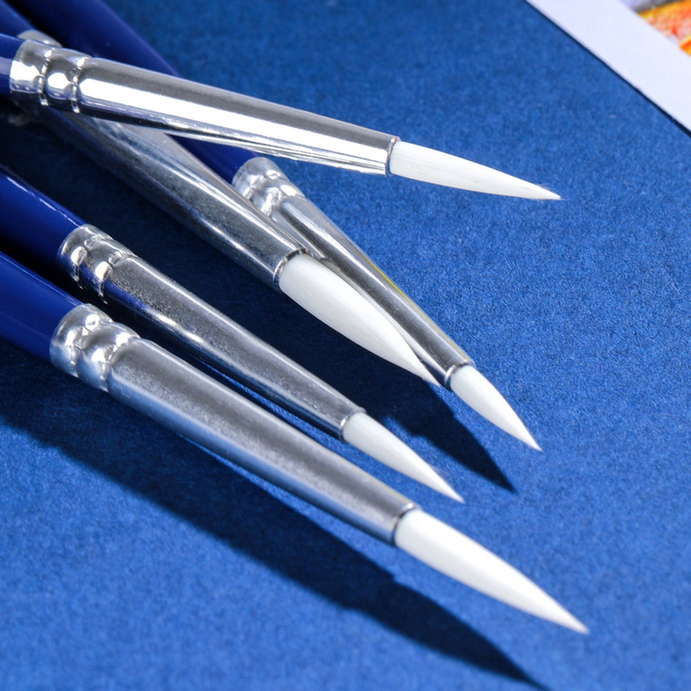 Набор кистей DELI "Finenolo", №1, круглая, березовая ручка 30 см, 6 штуки в уп., синтетика