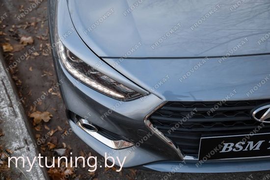 Реснички на фары широкие для Hyundai Solaris II