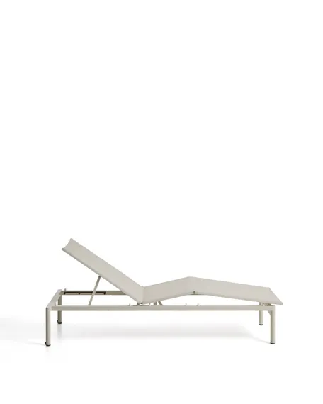 Шезлонг Lesina из серо-коричневого алюминия и текстиля цвета экрю