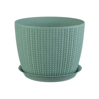 Кашпо ВЯЗАНИЕ D180мм 2,8л с поддоном Фисташковый 0,14,18х0,18м (комплект 12 шт)