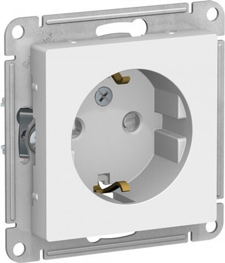 Розетка одноместная Systeme Electric AtlasDesign Бел с/з со шторками 16А