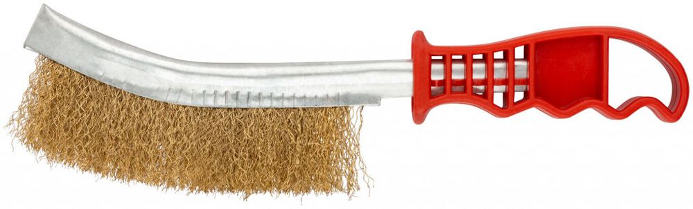 38408 Корщетка с изогнутой пластиковой ручкой, тип В латунированная KУРС