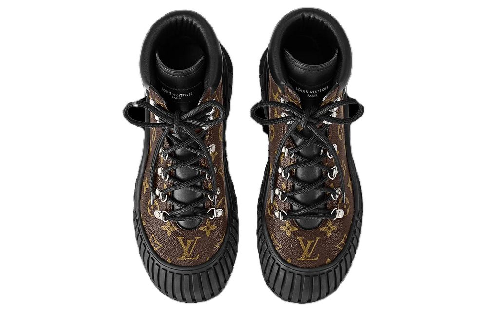 LOUIS VUITTON Ruby Leather Combat Boots Women"s Brown