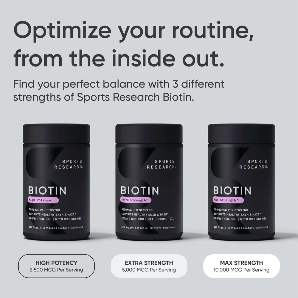 Sports Research, биотин и кокосовое масло, 2500 мкг, 120 вегетарианских капсул