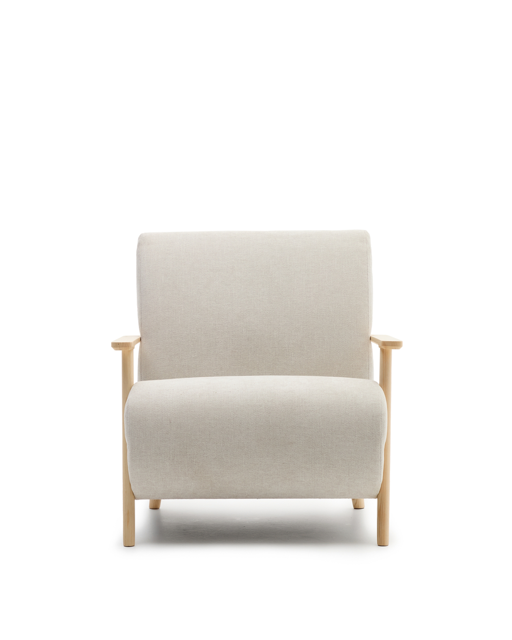 Кресло Meghan из жемчужного шенилла и массива бука в натуральной отделке