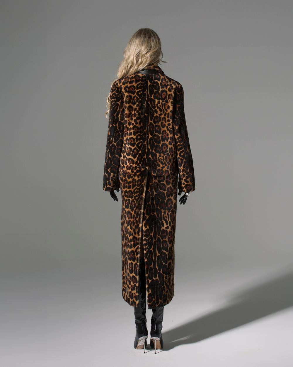 Дубленка леопард двусторонняя без пояса