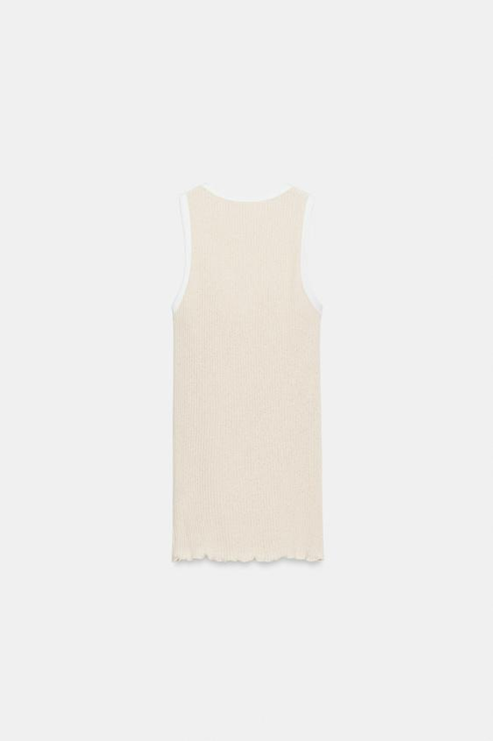 ZARA ТОП С КОНТРАСТНОЙ ОКАНТОВКОЙ, БЕЖЕВЫЙ