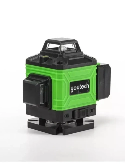Лазерный строительный уровень нивелир 4D 16 линий зеленый луч 360 с триподом, пультом, кронштейнами, YouTech