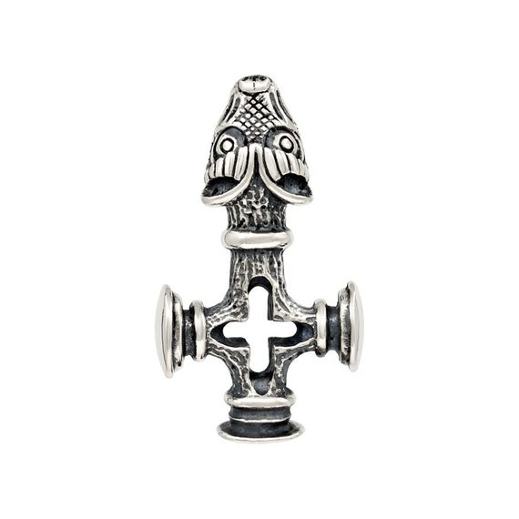 Волчий крест малый подвеска из серебра 925 - скандинавский оберег, вид спереди