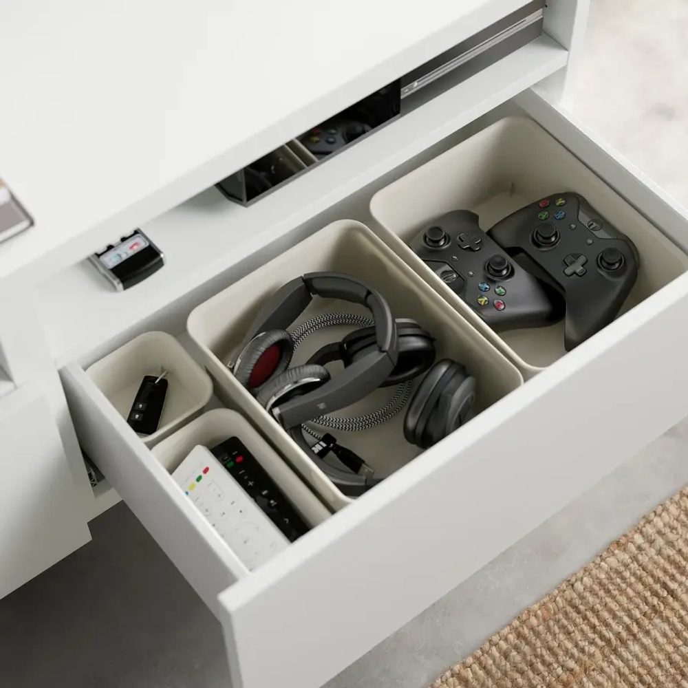 Тумба под ТВ с ящиками - IKEA BESTÅ/BESTA/БЕСТО ИКЕА, 42х48х120 см, белый/серый