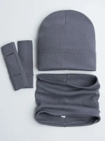 Шапка детская со снудом и митенками