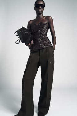 ZARA БРЮКИ КАРГО НА МОЛНИИ ZW COLLECTION LIMITED EDITION, ТЕМНЫЙ ХАКИ