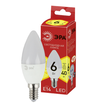 Лампочка светодиодная ЭРА RED LINE ECO LED B35-6W-827-E14 E14 / Е14 6Вт свеча теплый белый свет