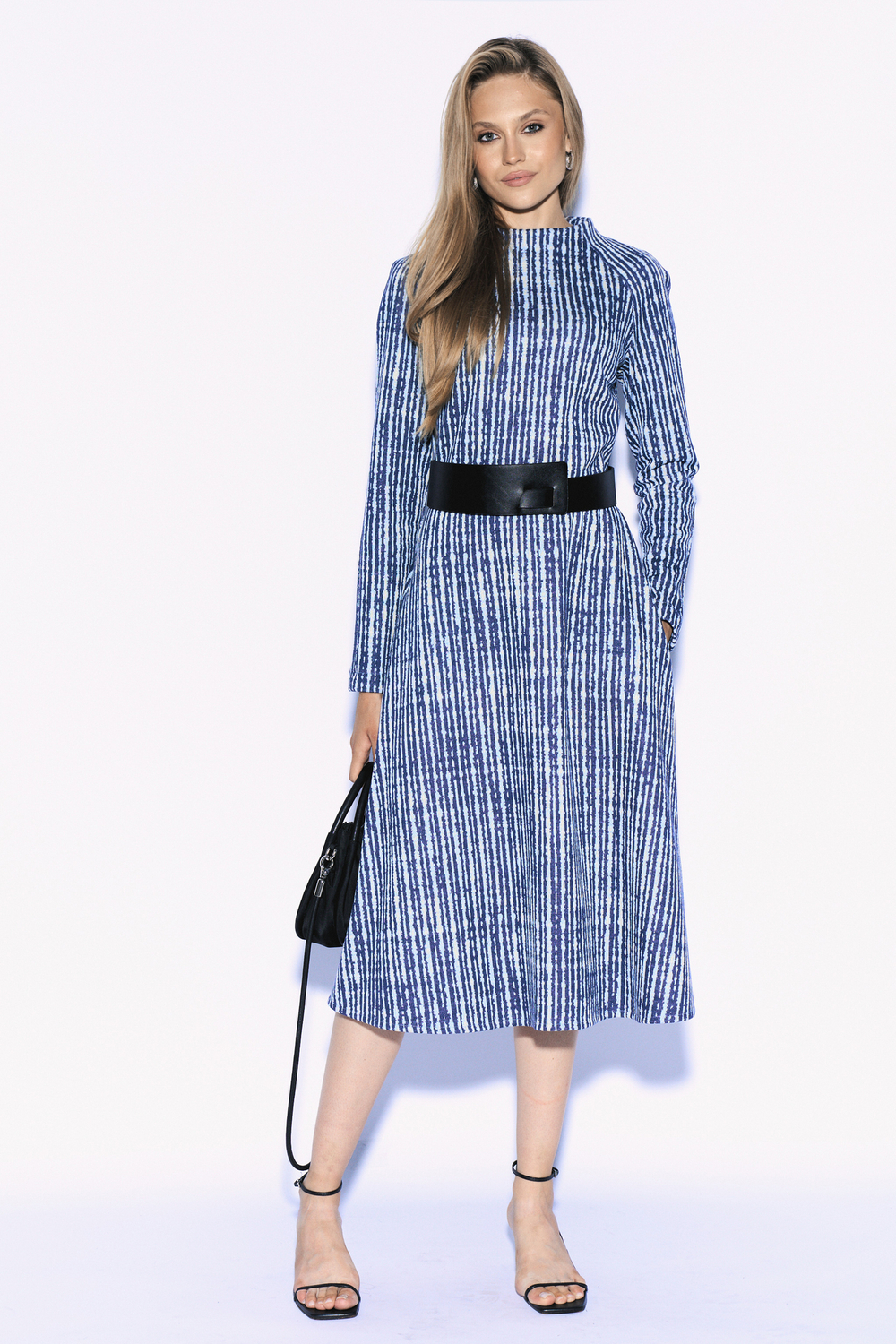 Платье с поясом "Амстердам" голубая полоска