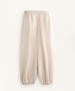 OYSHO Полосатые брюки из 100% льна, песочный меланж