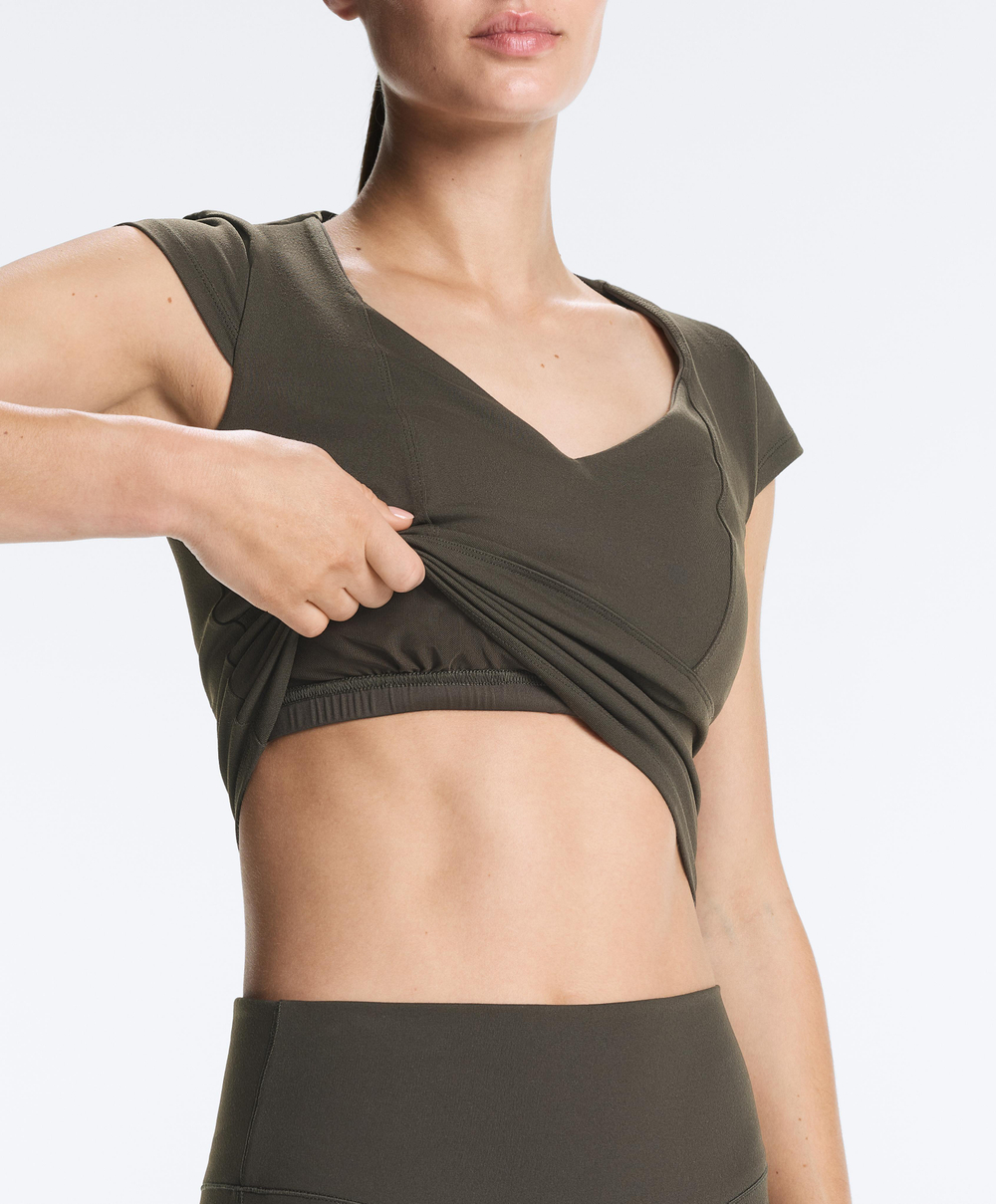 Oysho Топ Evermove с коротким рукавом, коричневый