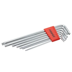 Набор ключей TORX Г-образных экстра длинных с отверстием 7пр.(Т10Н,Т15Н,Т20Н,Т25Н,Т27Н,Т30Н,Т40Н) в пластиковом держателе Forsage F-5071TXL