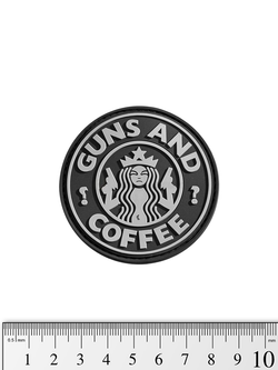 Шеврон Guns & Coffee PVC. Чёрный