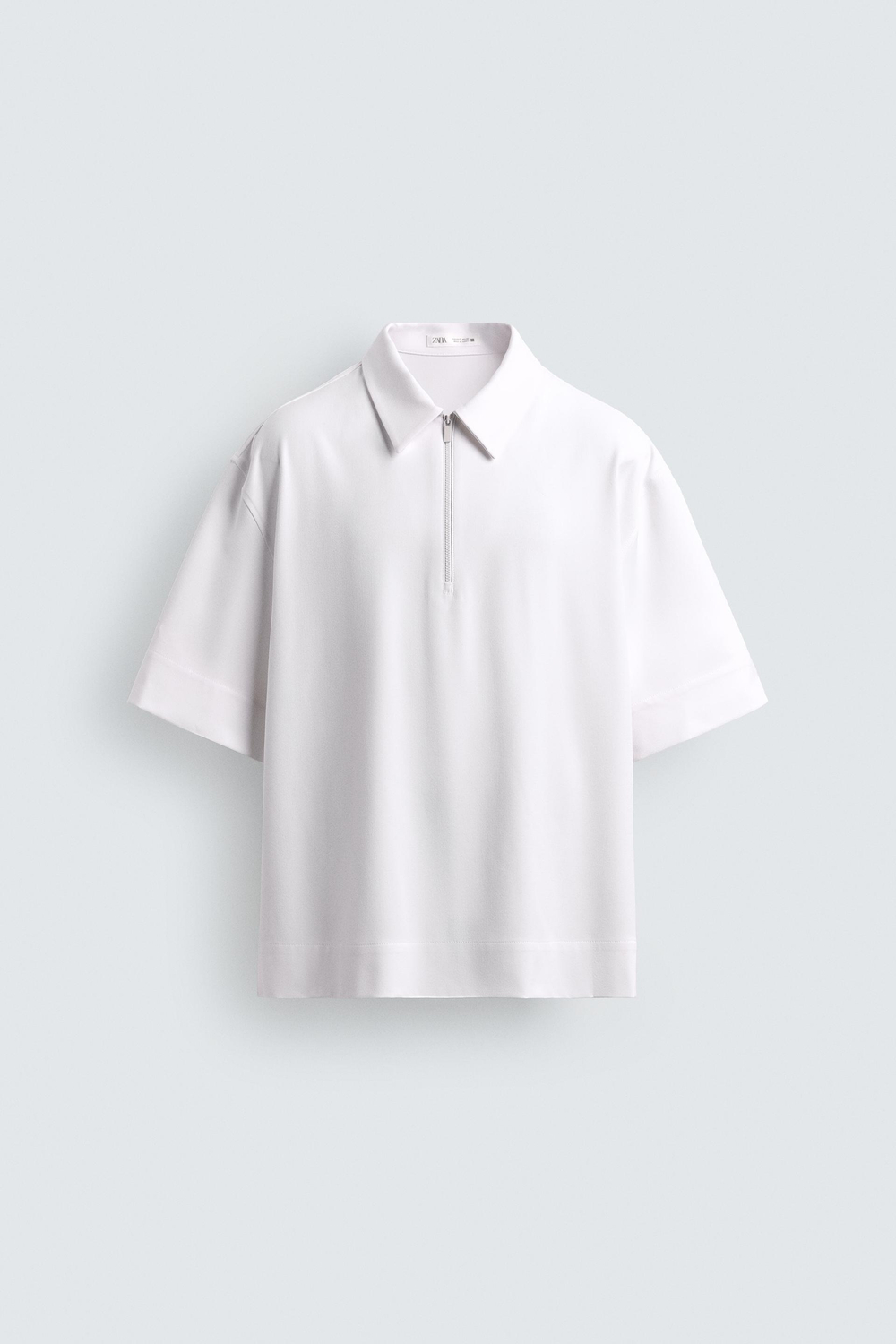 ZARA ПОЛО С МОЛНИЕЙ, БЕЛЫЙ