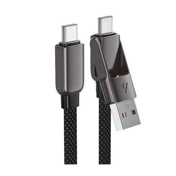 Кабель AceFast C13-05 USB-A/USB-C - USB-C Short Zinc Alloy Connectors Charging Data Cable 0.2 м (AF-C13-05-BK) Black