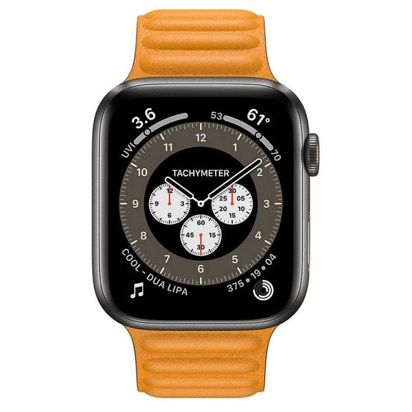 Умные часы Apple Watch Edition Series 6 GPS + Cellular 44mm Space Black Titanium Case with Leather Link (California Poppy)