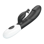 Черный вибратор-кролик 19,8см со стимулятором клитора Pretty Love Rasmussen Bunny Vibrator Black BW-500072-A3