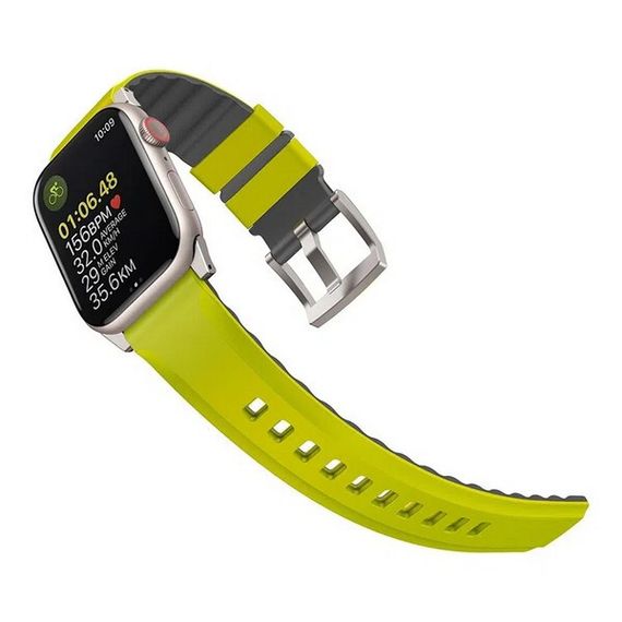 Ремешок Uniq Linus Airosoft silicone strap для Apple Watch 49/45/44/42 мм, зеленый лайм (49MM-LINUSLGRN)