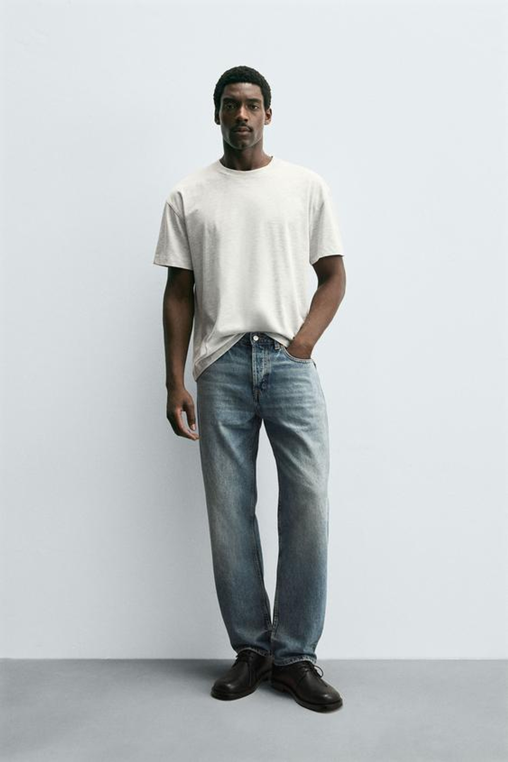 ZARA ДЖИНСЫ STRAIGHT FIT, ВЫЦВЕТШИЙ СИНИЙ