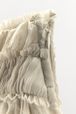 ZARA ЮБКА ИЗ ЖОРЖЕТА С ВОЛАНАМИ — LIMITED EDITION, ЖЕЛТОВАТО-БЕЛЫЙ