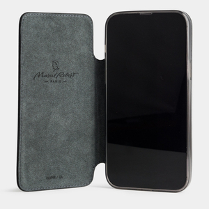 Чехол для iPhone 15 Pro из кожи теленка, черного цвета