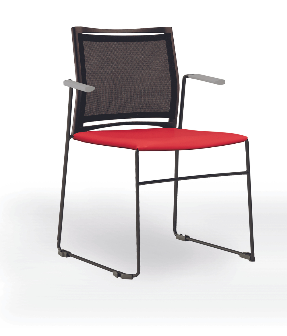 Web стул на полозьях с подлокотниками и спинкой-сеткой