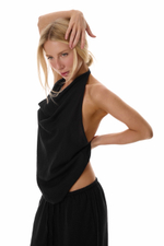 LINEN TOP BLACK ESME