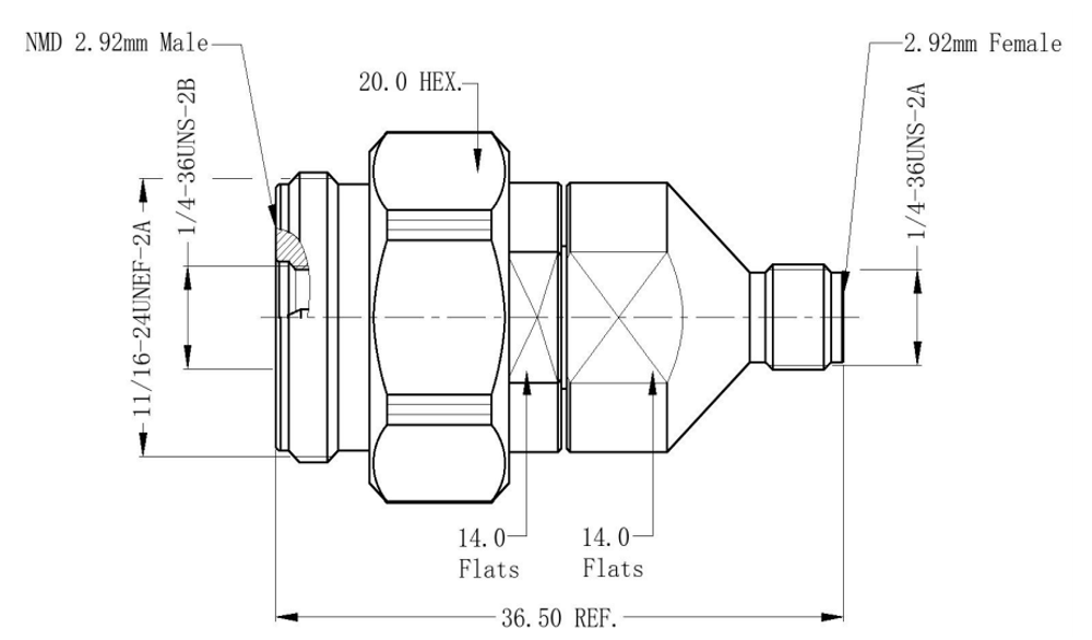 LT-NMD2.92M-2.92F, Коаксиальный переходник NMD 2.92 мм (вилка) / 2.92 мм (розетка)