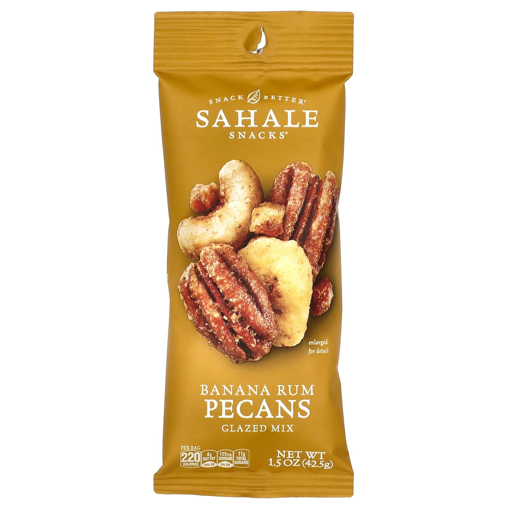 Sahale Snacks, глазированная смесь, со вкусом банана и рома, 9 пакетиков по 42,5 г (1,5 унции)