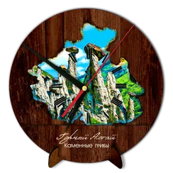 Часы фанера "Каменные грибы"