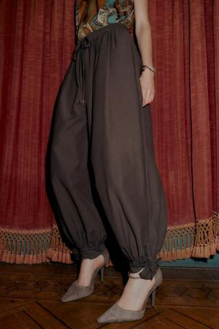 ZARA ШИРОКИЕ БРЮКИ С БАНТАМИ, КОРИЧНЕВЫЙ