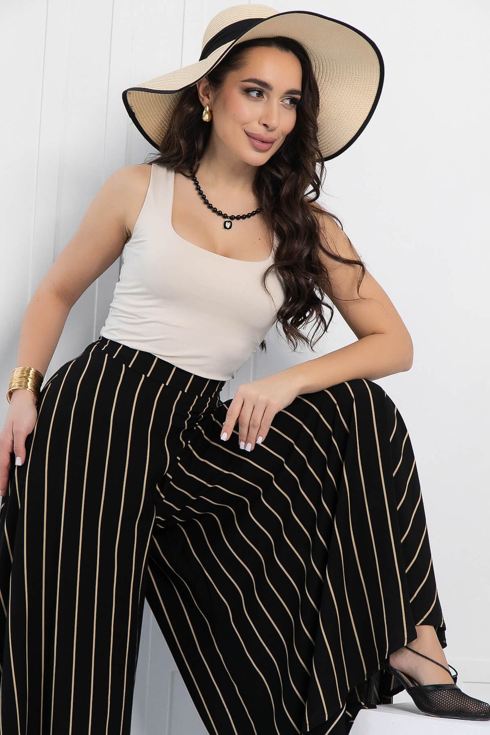 Брюки Камелия (черные/полоска) Б12964-13М LT Collection