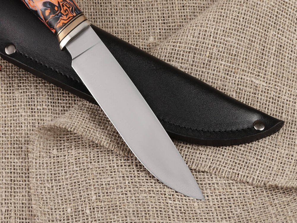 Нож для бушкрафта "Гектор", сталь VG-10/Elmax, рукоять микарта (оранжевая)