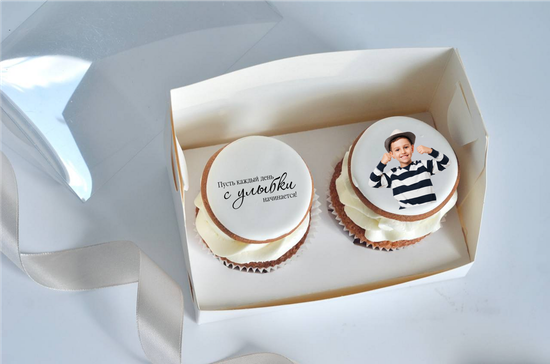 Капкейки с картинками и надписями на прянике, упаковка на 2 шт