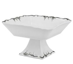 Lenardi 666-396 Квадратная фруктовница 21см на ножке ARGENTO в под.уп.(х4)Фарфор