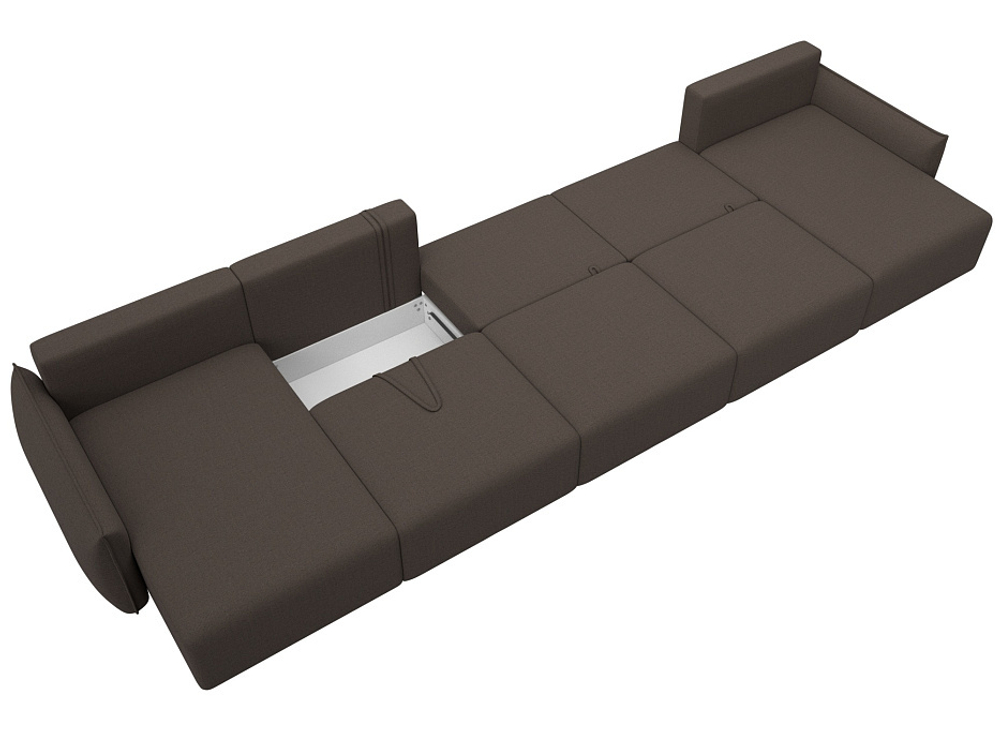 Диван П-образный Лига-051 НПБ МегаЛонг рогожка Амур 05 коричневый