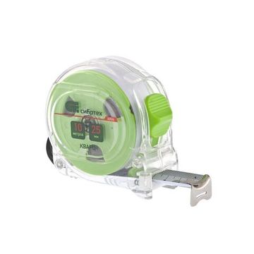 Рулетка Кварц, прозрачный корпус, амортизатор, 10 м х 25 мм Сибртех 32524