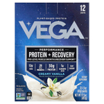 Vega, Растительный протеин, протеин для повышения эффективности и восстановления, кремовая ваниль, 12 пакетиков по 41 г (1,5 унции)